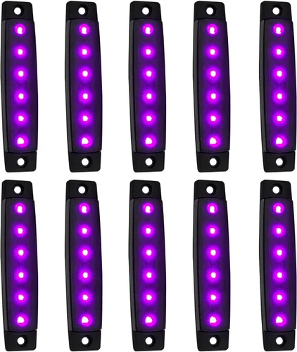 Miniatura 17 de Paquete de 10 Luces Laterales Marcadoras de Remolque DC 12V Verde Ahumado 3.8" 6 LED Barra de Luz de Gálibo Tira de Luz Indicadora de Señal