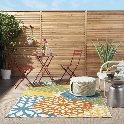 Miniatura 72 de Nourison Aloha - Tapete negro/blanco para interior o exterior, 2 pies y 3 pulgadas x 8 pies, tropical, botánico, fácil limpieza, no desprende pelo