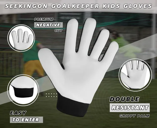 Miniatura 6 de Guantes de portero de fútbol para jóvenes, guantes de portero de fútbol para niños, jóvenes, niños, doble protección de muñeca a lo largo de 0.157