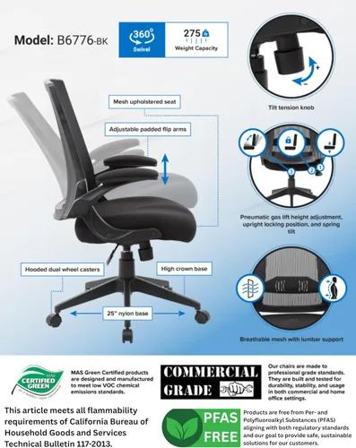 Miniatura 3 de Boss Office Products Sillas de asiento de tarea, negro