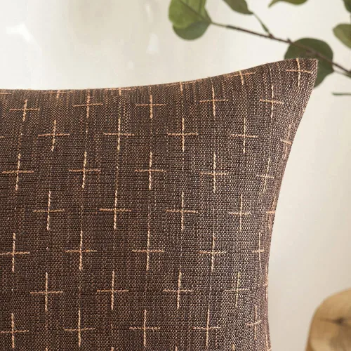 Miniatura 290 de MIULEE - Juego de 2 fundas de almohada decorativas de lino de arpillera navideñas, modernas, estilo campestre, rústicas, tejidas, con textura
