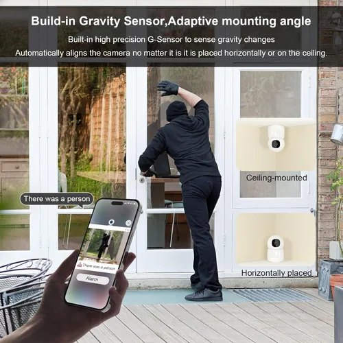 Miniatura 6 de Cámara para interiores, cámaras 2K para seguridad en el hogar con aplicación de detección de movimiento, alarma de seguimiento automático, ubicación