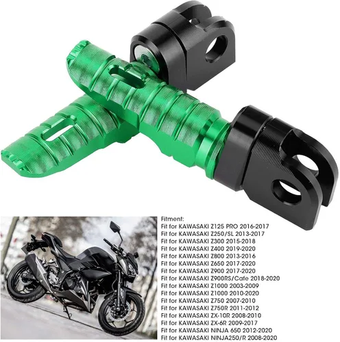 Miniatura 3 de Yctze Par de clavijas delanteras Pedales de aleación de aluminio para Kawasaki Ninja Z125 PRO Z250/SL Z400 Z900 (dorado)