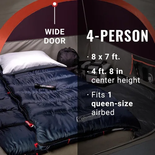 Miniatura 2 de Coleman Skydome Camping Tent with 5 Minute Setup, 2/4/6/8 Person Weatherproof Tent with Rainfly & Carry Bag, 20% More Headroom Than Traditional