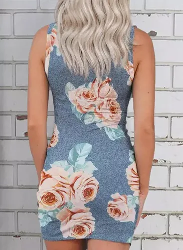 Miniatura 2 de Acelitt Vestido ajustado de verano para mujer sin mangas con huecos con torcedura para fiesta