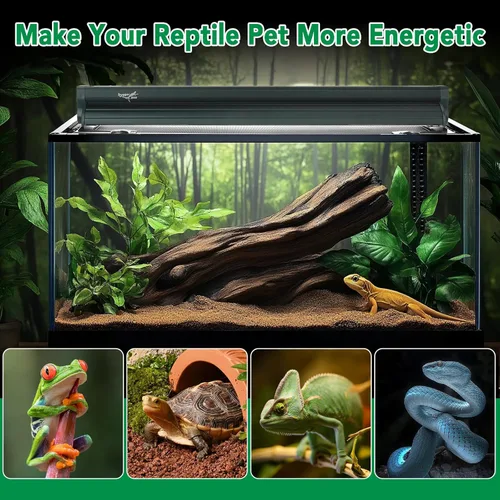 Miniatura 7 de Kit combinado de iluminación T5 para reptiles verde, accesorio de luz de campana para terrario de reptiles, bombilla fluorescente de tubo UVB 10.0