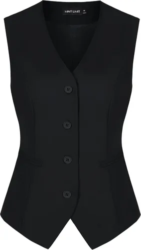 Miniatura 5 de MINTLIMIT Chaleco para mujer, totalmente forrado, con botones, cuello en V, formal, con bolsillos