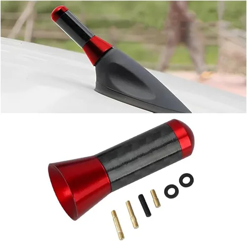 Miniatura 7 de Antena corta para coche, Antena aérea universal rechoncha de 3.5cm, Antena mini de coche de fibra de carbono con rosca de aleación de aluminio