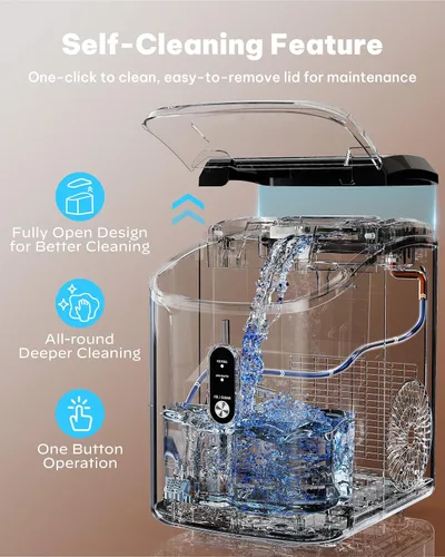 Miniatura 4 de Silonn Nugget Ice Makers - Máquina de hielo de pellets masticables de 38 libras/24 horas con función de autolimpieza, máquina de hielo portátil