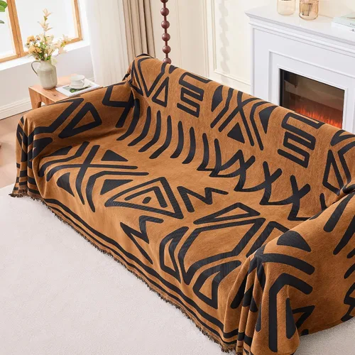 Miniatura 10 de Funda de felpilla para sofá, funda suave con borlas para sofá, funda de sofá para sofá de 2 puestos, funda de sofá, protector de muebles lavable