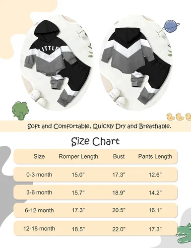 Miniatura 7 de Ropa para bebé niño, bloque de color, sudadera con capucha de gran tamaño, mameluco, pantalones largos, conjunto de trajes de otoño e invierno