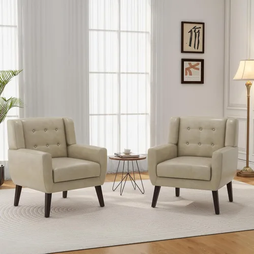 Miniatura 37 de Silla decorativa, sillas de tela moderna de mediados de siglo con brazos para sala de estar, cómodo sillón tapizado para dormitorio, sala de espera