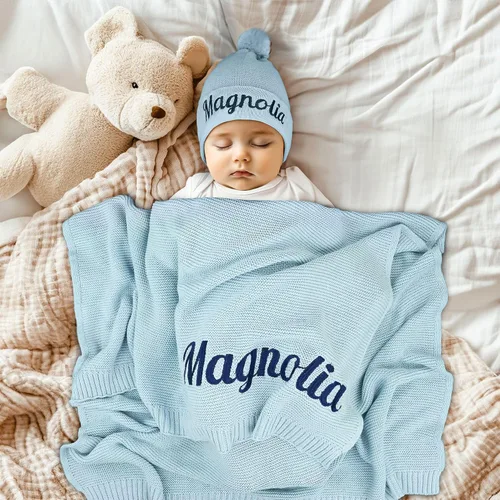 Miniatura 6 de Manta de Bebé Personalizada, 100% Algodón Orgánico Certificado, Manta Envolvente Personalizada con Nombre, Mantas de Recepción para Niños y Niñas