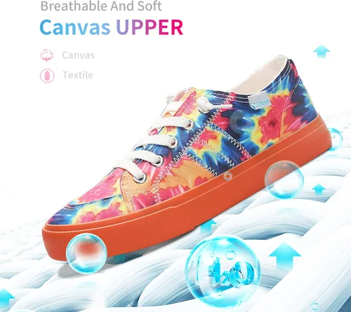 Miniatura 3 de Obtaom Play Tenis de lona para mujer, sin cordones, a la moda, blanco desgastado y estampado de leopardo