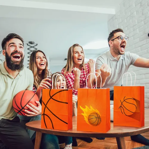 Miniatura 7 de Outus 24 piezas de bolsas de regalo de baloncesto, bolsas de regalo de fiesta de baloncesto, bolsas de golosinas y caramelos de baloncesto, bolsas