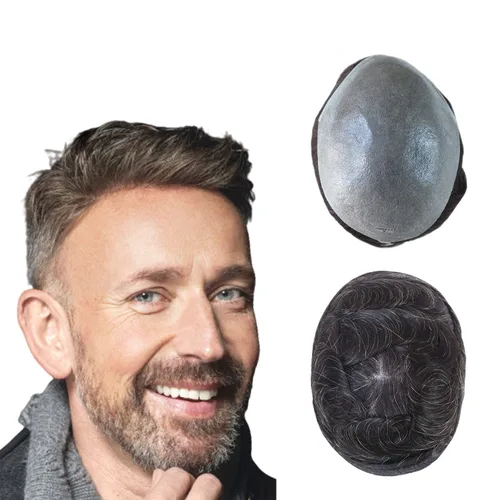 Miniatura 14 de HAIR NATURE Extensiones de pelo para hombre, tupé para hombres, sistema de reemplazo de cabello rubio, piel ultra fina de 0.001 in, unidad # 22R