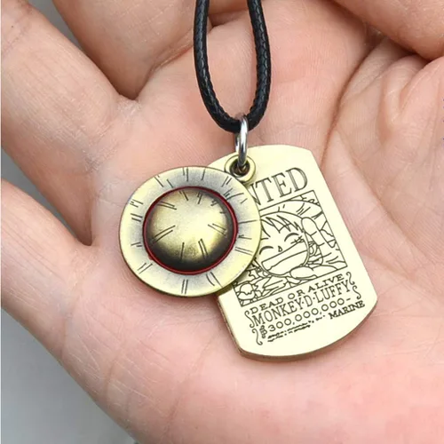 Miniatura 2 de KOGNGU Hot Japan Anime Luffy esqueleto colgante collar de una pieza con sombrero de paja piratas cuerda cadena colgante collar cosplay, Metal,