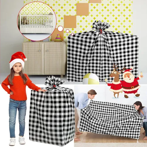 Miniatura 5 de Teling Bolsa de almacenamiento para árbol de Navidad de 7.5 pies, bolsa de plástico para quitar y desechar (negro y blanco)