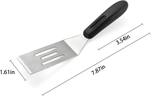 Miniatura 7 de Mini espátula de metal ranurada para sartén de hierro fundido, utensilio de cocina de acero inoxidable para filetes, huevos, panqueques, brownies