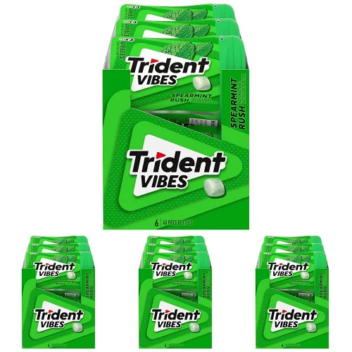 Miniatura 9 de Trident Vibes Spearmint Rush - Goma de mascar sin azúcar, 6 botellas de 40 piezas (240 piezas en total)