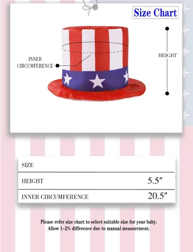 Miniatura 6 de COSLAND Sombrero para bebé del 4 de julio para niños, sombrero de tío Sam, multicolor, 1-3T