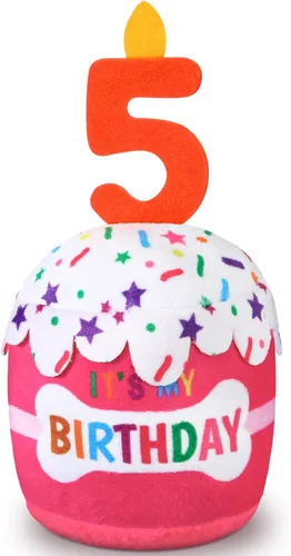 Miniatura 30 de Dansydaisy Accesorios de juguete de pastel de cumpleaños para perros, regalos para niñas y niños, juguete de peluche chirriante para decoración