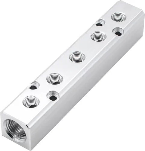 Miniatura 12 de Colector de aire, colector de compresor de aire de 2 vías y 4 puertos, divisor de bloque de colector en línea de manguera de aire, bloque