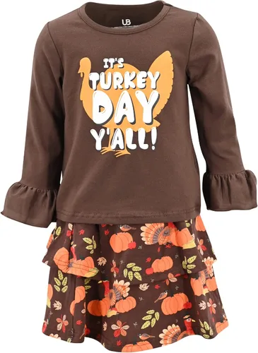 Unique Baby Girls 2pc Skirt Set Outfit Long Sleeve Top with Skirt