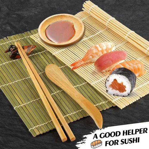 Miniatura 8 de SmileTools Kit de Fabricación de Sushi para Principiantes - Juego de 22 Piezas para Hacer Sushi con Esterilla de Bambú, Bazooka de Sushi, Cuchillo