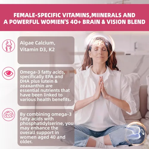 Miniatura 4 de Multivitamínico para mujeres de 40 años o más con omega-3, niacinamida, complejo B, luteína, hierro, colina, fosfatidilserina, vitamina D3