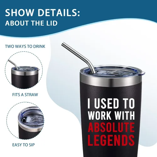 Miniatura 4 de Vaso con texto en inglés "I Used To Work With Legend", taza de café de viaje de acero inoxidable aislada de 20 onzas con tapa y pajita, divertidos