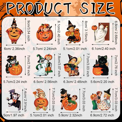 Miniatura 3 de Geelin 24 piezas de adornos góticos de Navidad para decoraciones de árbol Gato negro Calabaza Talla de madera Murciélago Colgante Pendientes