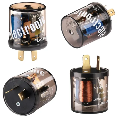 Reginary 4 unids 12V 2 Pin Electrónico LED Flasher Relé LED Luz de señal de giro de dos clavijas redonda resistente 20 amperios Compatible Automóvil