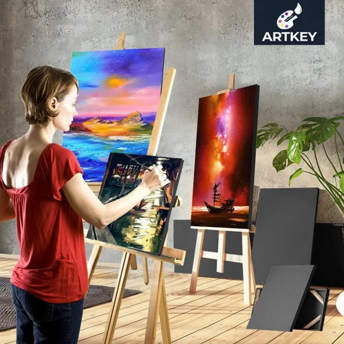 Miniatura 5 de Artkey Paquete de 6 lienzos negros, 8 x 10 pulgadas, triple imprimado, sin ácidos, 100% algodón, para acrílicos, óleo, pinturas de acuarela