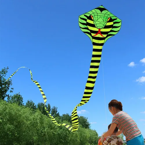 Miniatura 2 de Besra Cometa grande de serpiente cobra de 52 pies, colorida cometa de serpiente de cascabel con colas largas, deportes divertidos al aire libre