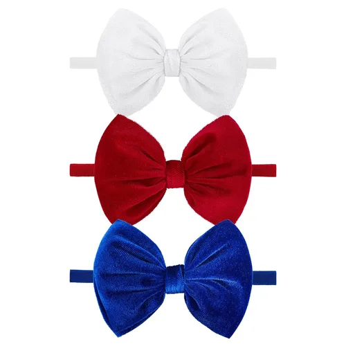 Miniatura 13 de YanJie Lazos de terciopelo para bebé niña, diademas de nailon suaves para recién nacidos, diademas hechas a mano para bebé, accesorios