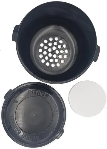 Kernel Katcher - Cuenco para palomitas de maíz, inventado por dentistas, apto para lavavajillas, material reciclado (negro)