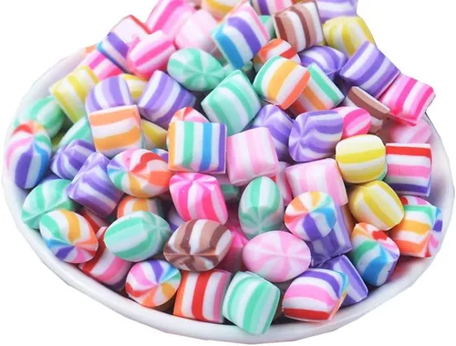 Miniatura 8 de 30 dijes surtidos de limo con forma de corazón, malvavisco, arcoíris, caramelos, rebanadas, botones de parte trasera plana, cabujones