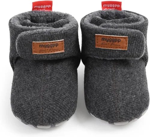 TIMATEGO - Pantuflas tipo botines de felpa con suela antideslizante para recién nacidos, bebés, niños y niñas
