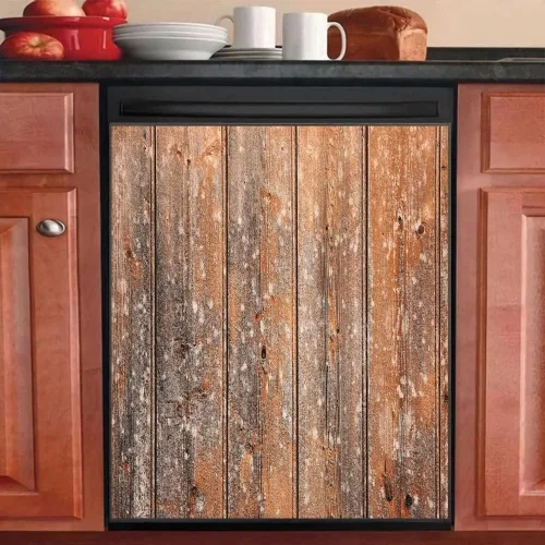 Cubierta Magentic para lavavajillas con tablones de madera antigua, decoración de personalidad, imán autoadhesivo para nevera, adhesivos decorativos