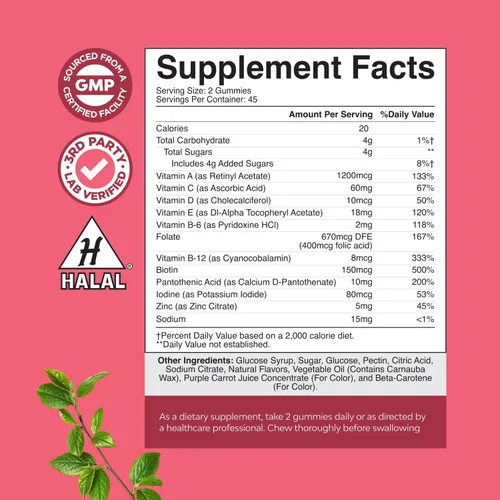 Miniatura 7 de Deliciosas gomitas multivitamínicas diarias para mujeres, gomitas multivitamínicas para mujeres para adultos, energía e inmunidad, vitaminas gomosas