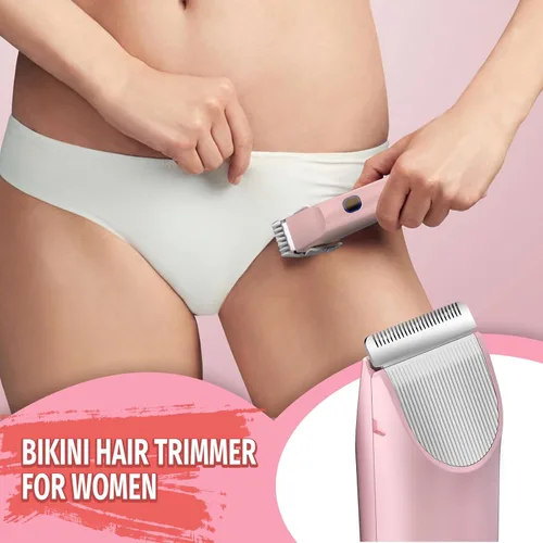 Miniatura 4 de Recortadora de bikini 2 en 1 para mujer, afeitadora de bikini con doble cabeza, depilación corporal y facial, maquinilla de afeitar eléctrica Rosa
