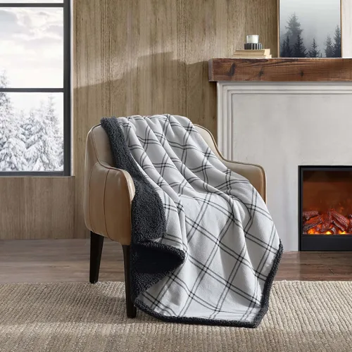 Miniatura 13 de Eddie Bauer - Manta, ropa de cama reversible de sherpa súper suave y forro polar cepillado, mantas para sofá, ideal para descansar