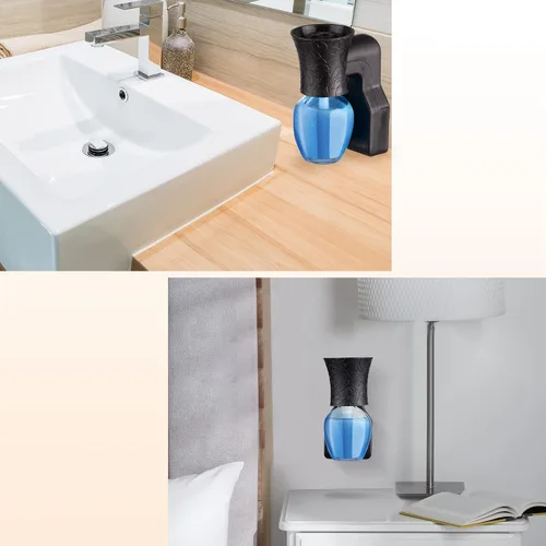 Miniatura 5 de Difusor enchufable de pared con 4 botellas vacías para esparcir aceites esenciales en el hogar, baño (negro)