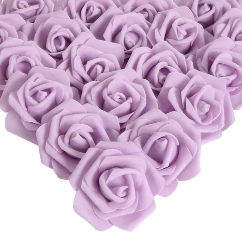 Miniatura 30 de IPOPU 100 unidades de rosas artificiales de aspecto real, rosas falsas de color rosa bebé, rosas de espuma rubor para centros de mesa de boda, Rosa