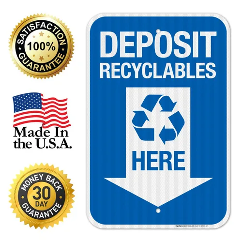 Miniatura 8 de Sigo Signs, Deposit Recyclables Here - Cartel de flecha hacia abajo, 12 x 18 pulgadas, 3M EGP reflectante aluminio .063, resistente a