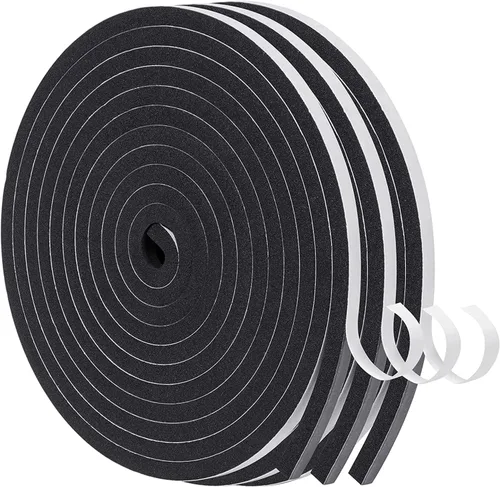 Miniatura 9 de MAGZO Burlete para puerta, 1 pulgada de ancho x 1/16 pulgadas de grosor, cinta adhesiva de espuma insonorizada para ventanas, 1 rollo total de 33