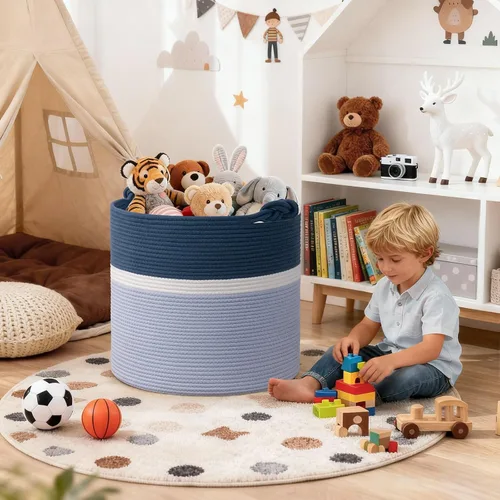 Miniatura 2 de Goodpick Canasta de Almacenamiento de Juguetes de 17"x16" para Niños, Decoración del Hogar Sala de Estar, Canasta de Regalos para Bebé Varón