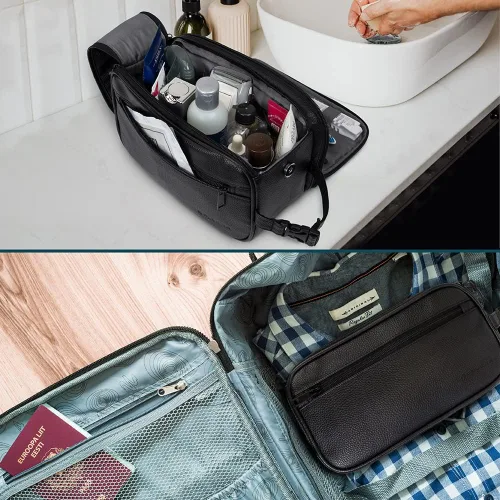 Miniatura 6 de PAVILIA - Neceser para hombre, kit de afeitado para viaje, neceser de viaje para hombres, organizador de artículos de aseo para el cuidado personal