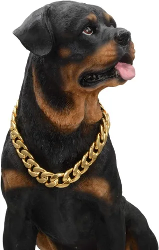 Miniatura 6 de Collar de perro con cadena de oro de 18 quilates, cadena de perro de eslabones cubanos de 0.59 pulgadas, collar de acero inoxidable de metal
